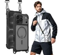 MAGEASY Odyssey MagSafe Étui à bandoulière pour iPhone 18 Pro Max 6,5", protection contre les chutes de 6 m, étui de transport en cuir TPU avec cordon réglable (minuit)