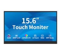 Magedok Écran tactile OLED 4K 15,6", 100 % DCI-P3, écran tactile capacitif à 10 points, USB-C/HDMI/MiniDP, boîtier en aluminium usiné CNC, VESA, écran pour l'industrie et les professionnels créatifs