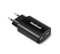 MaGeek® 12W / 2.4A Dual Ports USB Chargeur de Voyage Adaptateur Secteur avec Technologie UniCharge pour iPhone 10/8 Plus/7/6, iPad Air 2/Pro/Mini, Samsung Galaxy S10/S9/S8, LG et Plus (Noir)