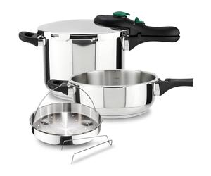 Magefesa DYNAMIC - Lot D'autocuiseurs Rapides 3L + 6L + Panier, Acier Inoxydable 18/10, Efficacité Énergétique, Tous Types de Cuisines, induction