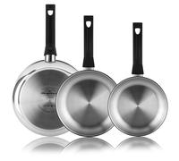 Magefesa Essencial Inox - Set Poele Argentees 24 + 26 + 28 cm, Acier Inoxydable, Sans Revêtement ni Antiadherente, Écologiques, Induction
