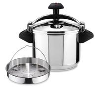 Magefesa Inoxtar - Autocuiseur express traditionnel de 6 litres + panier, acier inoxydable 18/10, induction, cuisine saine, bouton rotatif, fond thermodiffuseur