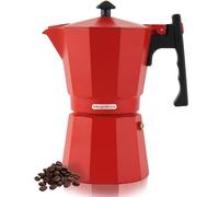 MAGEFESA Jamaica - Cafetière italienne rouge 9 tasses, aluminium extra épais, tous types de cuisinières, induction, café, poignée thermo-résistante, écologique