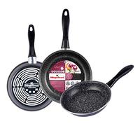 Magefesa K2 Gransasso Lot de 3 Poêles 18/20/24 cm, Acier Émaillé Antiadhésif, Tous Feux dont Induction, Lave-Vaisselle, Gris