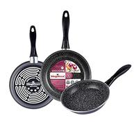 Magefesa K2 Gransasso Lot de 3 Poêles 20/24/28 cm, Acier Émaillé Antiadhésif, Tous Feux dont Induction, Lave-Vaisselle, Gris