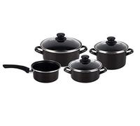 Magefesa Kenia Batterie de Cuisine 7 Pièces, Casserole 14 cm, Faitouts 16/20 cm, Marmite 16 cm avec Couvercles, Induction, Noir