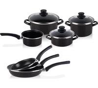 Magefesa KENIA Set de casseroles, Set à induction, 7-pièces + 3 poêles à frire, Antiadhésif Free Noir