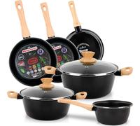 Magefesa Orbe Set de 8 casseroles à induction anti-adhésives Couvercle en verre noir