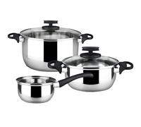 Magefesa Style - Batterie de cuisine, acier inoxydable, 5 pièces, comprend 2 casseroles + casserole + 2 couvercles en verre, tous types de cuisinières, induction