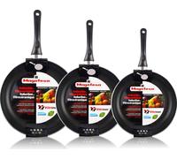 Lot de 3 poêles 18-20-24 cm induction aluminium estampé antiadhésif sans PFOA,, VITRAL, , Noir