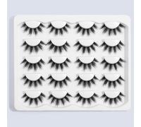 MAGEFY 10 paires de faux cils naturels épais, recourbés et moelleux, convenant pour les fêtes, les styles de bandes dessinées, un accessoire de voyage essentiel Fibre chimique