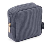 MAGEFY Petite Trousse de Maquillage en Velours côtelé avec Compartiments pour Femmes et Filles, S - Noir - 1 pièce, Trousse de Maquillage compacte en Velours côtelé pour Le Rangement et Le Voyage
