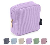 MAGEFY Petite Trousse de Maquillage en Velours côtelé avec Compartiments pour Femmes et Filles, S - Violet - 1 pièce