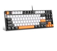MageGee Clavier de jeu mécanique à 75 % avec interrupteur jaune, clavier rétroéclairé LED blanc, 87 touches, clavier d'ordinateur filaire TKL compact pour ordinateur portable Windows et PC Gamer -
