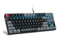 MageGee Clavier de jeu mécanique à 75 % avec interrupteur rouge, clavier rétroéclairé à DEL bleue, 87 touches, clavier d'ordinateur filaire TKL compact pour ordinateur portable Windows et PC Gamer -