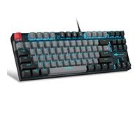 MageGee Clavier de jeu mécanique à 75 %, interrupteur bleu, rétroéclairage LED, 87 touches, claviers d'ordinateur filaires compacts TKL pour ordinateur portable Windows et PC Gamer - Gris/noir