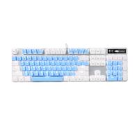 MageGee Clavier de jeu mécanique, commutateur bleu amélioré, 104 touches, clavier rétroéclairé blanc, clavier mécanique filaire USB pour ordinateur portable, ordinateur de bureau, joueurs de PC (blanc