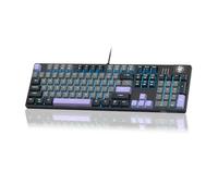 MageGee Clavier de jeu mécanique filaire USB RVB rétroéclairé 104 touches 100 % anti-ghosting avec commutateurs rouges, touches imprimées latérales pour PC Windows et Mac