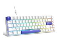 MageGee Clavier de jeu mécanique portable 60 %, interrupteur baleine bleue remplaçable à chaud, rétroéclairé RVB, compact 68 touches, mini clavier de bureau filaire pour ordinateur portable Windows et