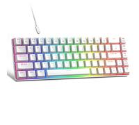 MageGee Clavier de jeu mécanique portable 60 %, interrupteur rouge, touches PBT Pudding rétroéclairées RVB compact 68 touches Mini clavier de bureau filaire pour ordinateur portable Windows et PC -