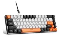 MageGee Clavier de jeu mécanique portable 60 %, rétroéclairé à LED blanc, compact, 68 touches, mini clavier de bureau filaire avec interrupteur rouge pour ordinateur portable Windows, PC, Mac - Blanc