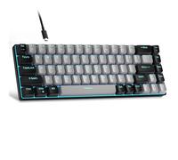 MageGee Clavier de jeu mécanique portable 60 %, rétroéclairé à LED bleu, compact, 68 touches, mini clavier de bureau filaire avec interrupteur bleu pour ordinateur portable Windows, PC, Mac - Gris