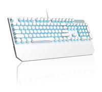 MageGee Clavier de jeu mécanique pour machine à écrire - Rétro punk - Rétroéclairé par LED - Clavier filaire USB - Pour jeux et bureau - Pour ordinateur portable Windows - Commutateurs bleus / Blanc