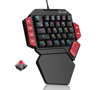 MageGee Clavier de jeu professionnel à une main, rétroéclairé RVB 35 touches Mini clavier mécanique filaire avec interrupteur rouge pour joueur PC, prend en charge 6 touches macro - Noir/rouge