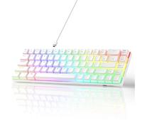 MageGee Clavier mécanique de jeu portable à 60 %, touches MK-Box RVB minimalistes rétroéclairées compact 68 touches avec interrupteur rouge pour ordinateur portable, PC, Mac (blanc)