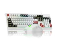 MageGee Ensemble clavier et souris Creamy, clavier classique K2, rétroéclairé RVB filaire, étanche 104, ergonomique, PC/ordinateur portable/Mac - Rouge chevalier