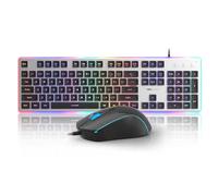 MageGee GK970 Clavier et souris de jeu filaire rétroéclairés et souris à sensibilité réglable pour PC/ordinateur portable/Mac (Noir)