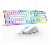 MageGee GT838 Ensemble clavier et souris de jeu, 104 touches RVB rétroéclairées, silencieuses, claviers filaires pour ordinateur portable, PC, Mac, avec pavé numérique, panneau en métal,