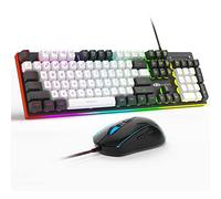 MageGee GT838 Ensemble clavier et souris de jeu, 104 touches RVB rétroéclairées, silencieuses, claviers filaires pour ordinateur portable, PC, Mac, avec pavé numérique, panneau en métal,