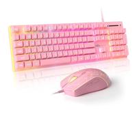 MageGee GT838 Ensemble clavier et souris de jeu, 104 touches RVB rétroéclairées, silencieuses, claviers filaires pour ordinateur portable, PC, Mac, avec pavé numérique, panneau en métal, anti-ghosting