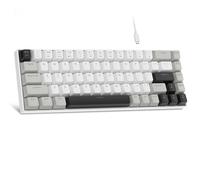 MageGee MK-Box Clavier de jeu mécanique portable 60 % rétroéclairé à LED compact 68 touches avec interrupteur rouge pour ordinateur portable Windows, PC, Mac - Blanc/gris