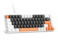 MageGee MK-Box Clavier de jeu mécanique portable 60 % rétroéclairé à LED compact 68 touches avec interrupteur bleu pour ordinateur portable Windows, PC, Mac - Noir/blanc