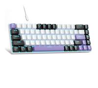 MageGee MK-Box Clavier de jeu mécanique portable 60 % rétroéclairé à LED compact 68 touches avec interrupteur rouge pour ordinateur portable Windows, PC, Mac - Blanc/violet