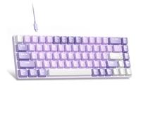 MageGee MK-Box Clavier de jeu mécanique portable 60 % rétroéclairé LED blanc compact 68 touches avec interrupteur rouge pour ordinateur portable Windows PC Mac Violet