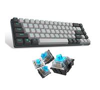 MageGee MK-Box Clavier mécanique portable 60 % rétroéclairé bleu glacier compact 68 touches avec interrupteur bleu pour ordinateur portable Windows PC Mac pratique (noir et gris)