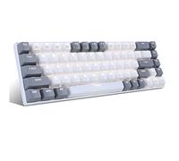 MageGee MK-Box Clavier mécanique portable 60 % rétroéclairé bleu glacier compact 68 touches avec interrupteur rouge pour ordinateur portable Windows PC Mac pratique (gris et blanc)