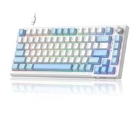 MageGee SKY81 Clavier de jeu mécanique 75 %, remplaçable à chaud, personnalisé, crémeux avec amortissement du son à 5 couches, contrôle par bouton, rétroéclairage RVB, NKRO pour Windows/Mac (bleu de