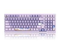 MageGee SKY98 Clavier de jeu mécanique avec joint sans fil, 96 % clavier crémeux RVB remplaçable à chaud avec rembourrage sonore à 5 couches, BT/2.4G/USB-C, NKRO pour Win/Mac (lavande,
