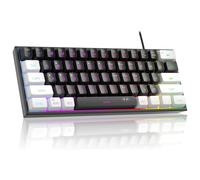 MageGee TS91 clavier de jeu filaire 60 %, disposition QWERTY US, rétroéclairage RGB, 61 touches, ultra-compact, TS91 ergonomique, étanche, à effet mécanique, pour PC, Mac, PS4, Xbox One, gamer (Blanc/