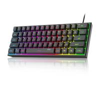 MageGee TS91 Mini clavier de jeu 60 % rétroéclairé RVB 61 touches ultra compact Clavier ergonomique étanche au toucher mécanique pour PC, Mac, PS4, Xbox ONE Gamer (Noir)