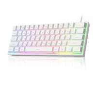 MageGee TS91 Mini clavier de jeu 60 % rétroéclairé RVB 61 touches ultra compact ergonomique étanche au toucher mécanique pour PC, Mac, PS4, Xbox ONE (blanc)