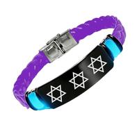 Magen David - Bracelet phosphorescent en silicone avec étoile de David - Bracelet de foi juive pour homme et femme, cadeau israélien pour Hanoukka et anniversaires, Silicone, Acier inoxydable.