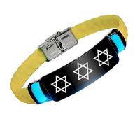 Magen David - Bracelet phosphorescent en silicone avec étoile de David - Bracelet de foi juive pour homme et femme, cadeau israélien pour Hanoukka et anniversaires, Silicone, Acier inoxydable.