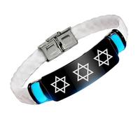 Magen David - Bracelet phosphorescent en silicone avec étoile de David - Bracelet de foi juive pour homme et femme, cadeau israélien pour Hanoukka et anniversaires, Silicone, Acier inoxydable.