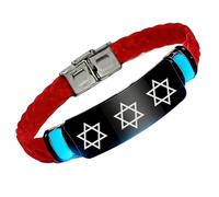 Magen David - Bracelet phosphorescent en silicone avec étoile de David - Bracelet de foi juive pour homme et femme, cadeau israélien pour Hanoukka et anniversaires, Silicone, Acier inoxydable.