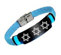 Magen David - Bracelet phosphorescent en silicone avec étoile de David - Bracelet de foi juive pour homme et femme, cadeau israélien pour Hanoukka et anniversaires, Silicone, Acier inoxydable.